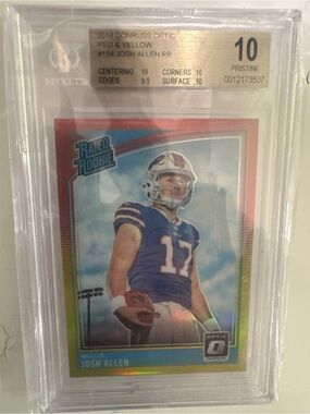 2018 Panini Donruss Optic Josh Allen Red & Yellow Rated Rookie BGS 10 POP 1/1 RC
